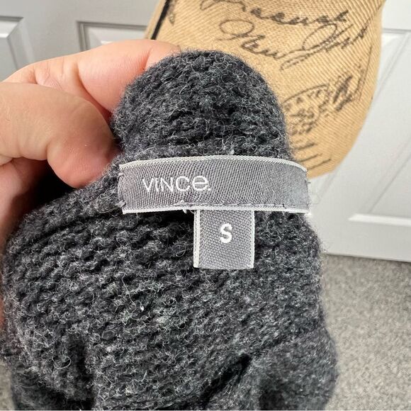 Sz S VINCE Mid-length Gray Burgundy Wool Cashmere Cardigan Sweater $425 MSRP - Picture 10 of 14